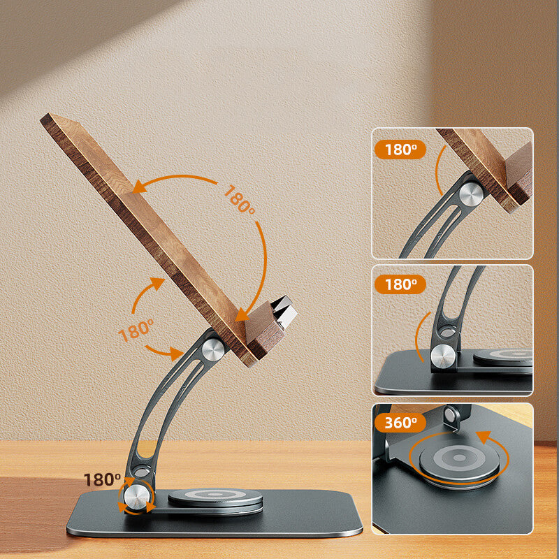 SAIJI 360° Rotating Pure Wood Ergonomic Laptop & Reading Stand R03 Natural Wood