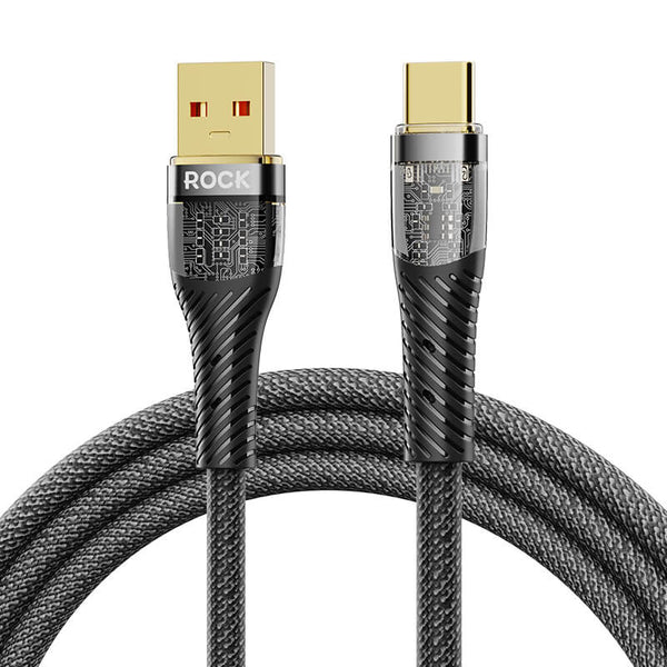 Rock Transparency Fast Charge Data Cable USB to Type C 100W 2m Z21 Black