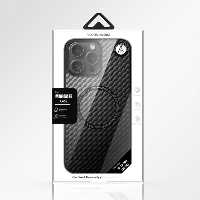 iPhone 16 Scott Series Carbon Fiber Texture Shockproof MagSafe Phone Case Black