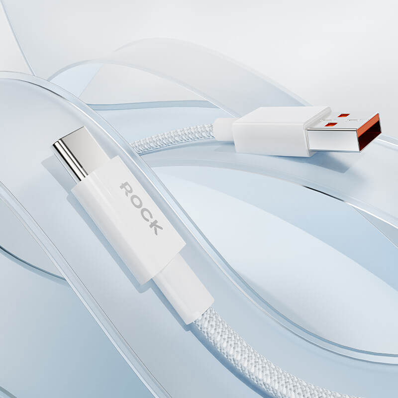Rock USB to Type-C Braided Charging Cable 100cm 6A White