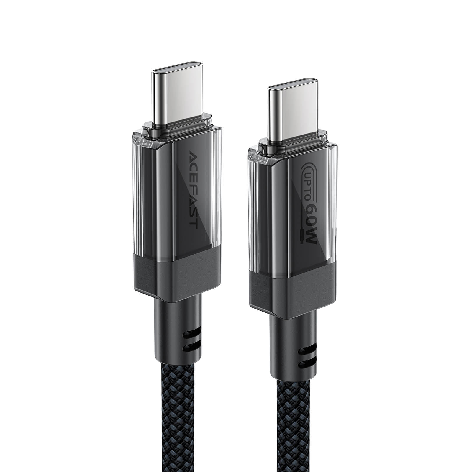 Acefast Type-C to Type-C Transparent Shell Braid Fast Charging Cable 60W 1.2m Black