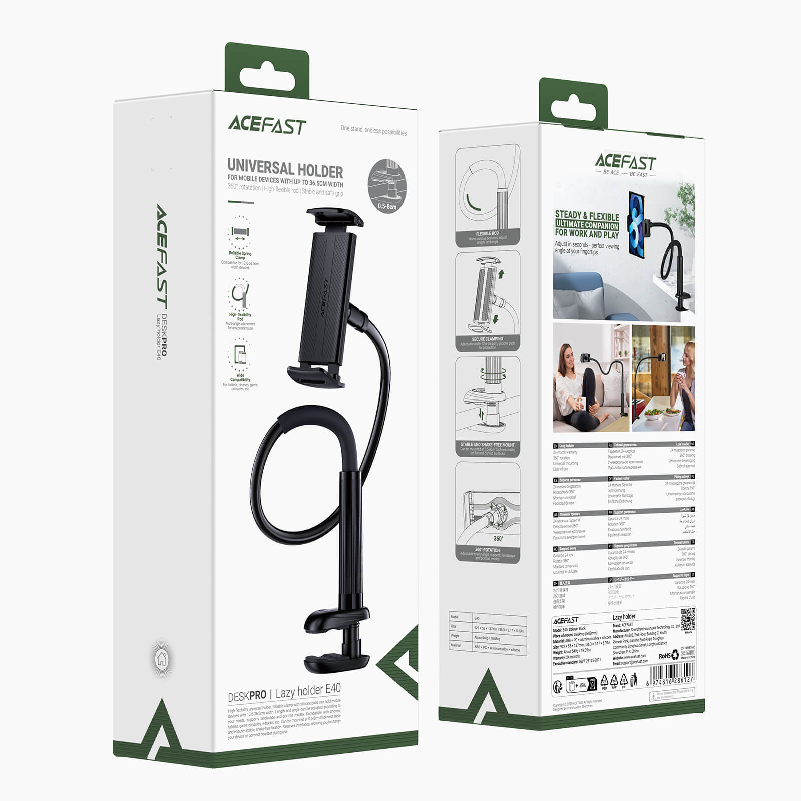 Acefast Lazy Stand Adjustable Phone Tablet Holder with Flexible Gooseneck Arm E40