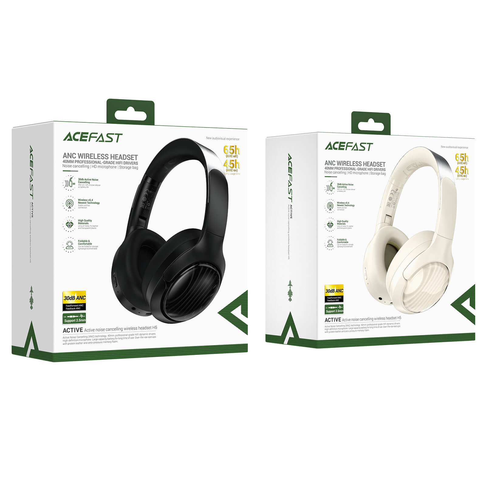 Acefast Hybrid Active Noise Canceling 40-Hour Wireless Headphone H5
