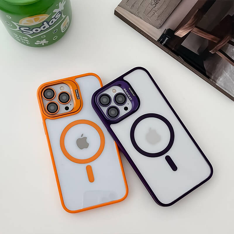 iPhone 15 Pro Lens Stand & Camera Lens Protector transparency MagSafe Phone Case Blue