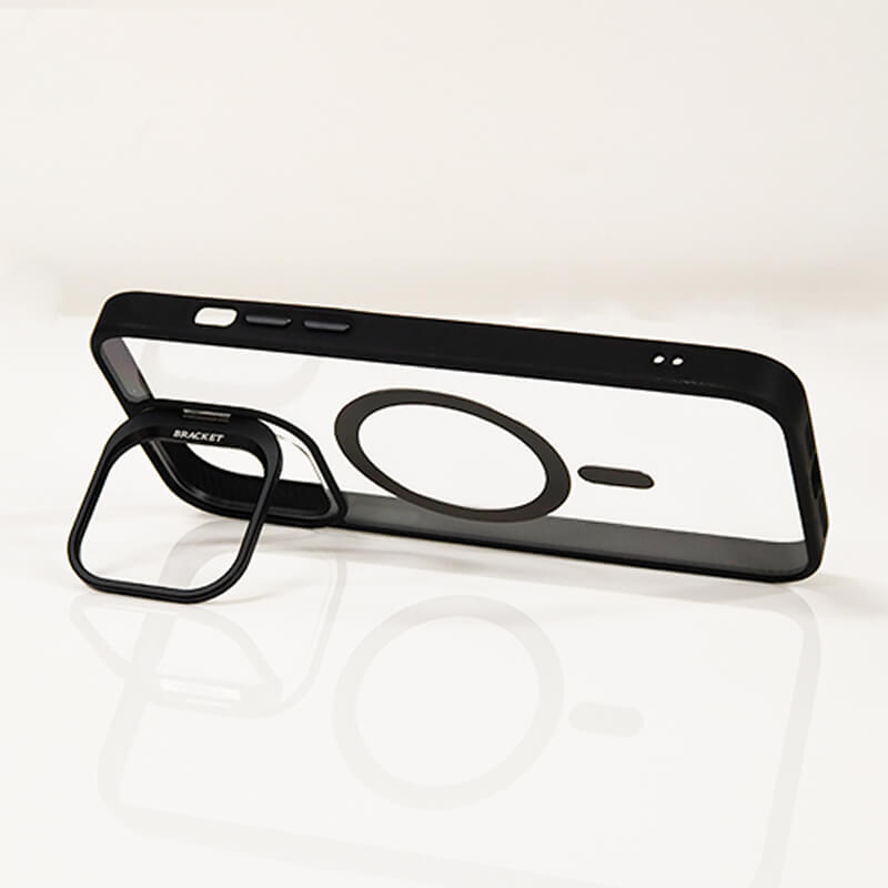 iPhone 14 Lens Stand & Camera Lens Protector transparency MagSafe Phone Case Black