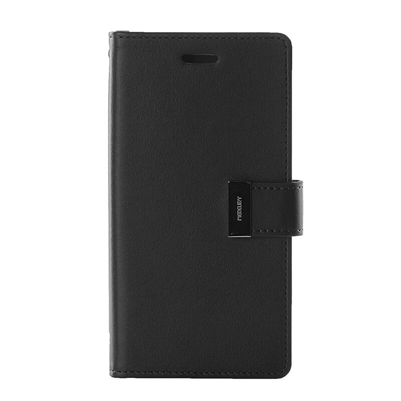 iPhone 16 Pro Mercury Goospery Leather Rich Diary Wallet Flip Case Black