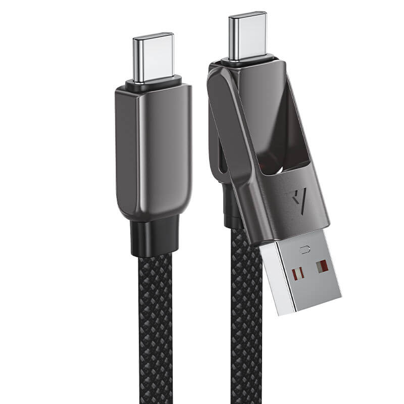 Acefast 2-in-1 USB-A & Type-C to Type-C Braid Fast Charging Cable 60W 0.2m Black