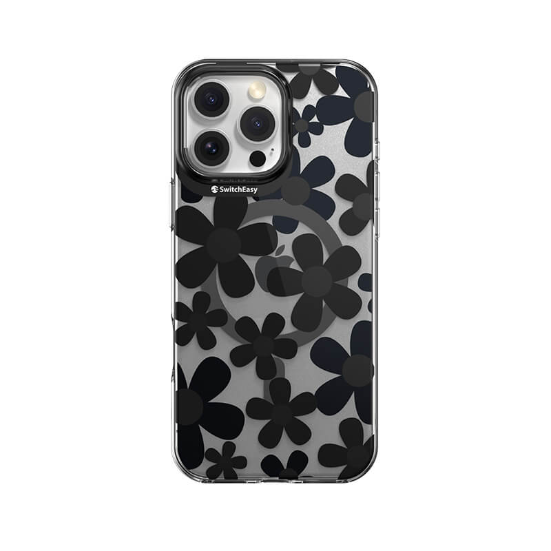 iPhone 16 Plus Fleur 3D Patterned Series Shockproof MagSafe Phone Case Black