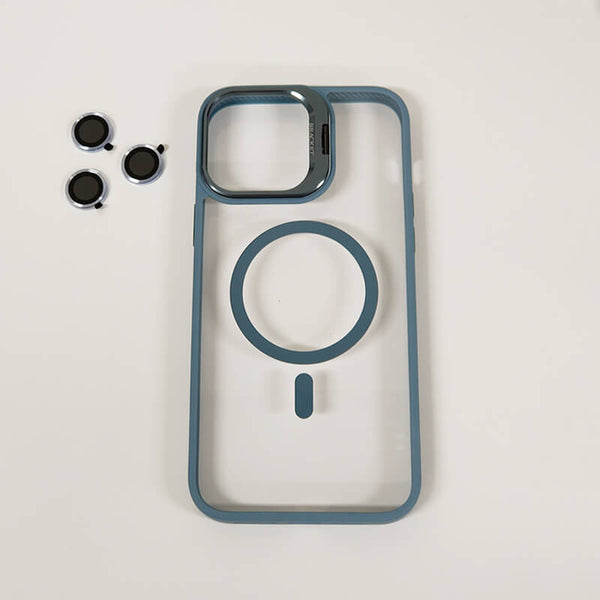 iPhone 14 Pro Lens Stand & Camera Lens Protector transparency MagSafe Phone Case Blue