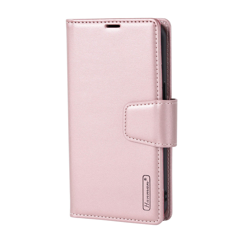 iPhone 16 Pro Max Hanman Miro Leather 2-in-1 Wallet Case with Magnetic Back Rose Gold