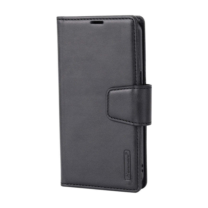 iPhone 16 Hanman Miro Leather 2-in-1 Wallet Case with Magnetic Back Black