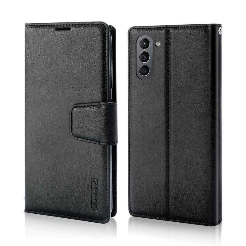 Samsung Galaxy S24 FE Hanman Mill Series Leather Wallet Flip Case Black