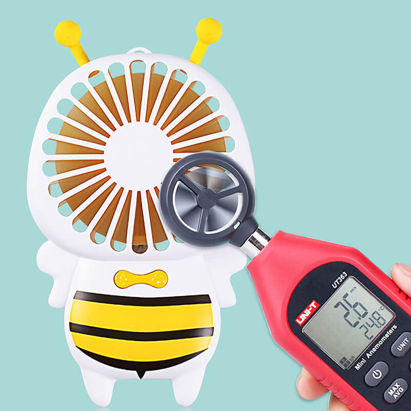 Mobie Portable Handheld Bee Mini Fan with Night Ligh & Lanyard Black