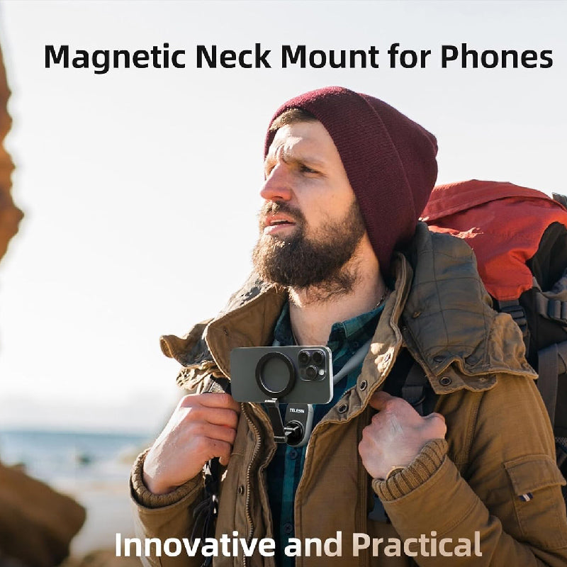 Telesin 360° Magnetic Neck Phone Mount Adjustable POV Holder for iPhone & Android