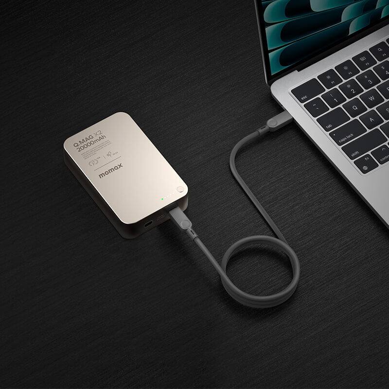 Pre Order |  Momax Ultra-Compact Magsafe Wireless Power Bank 35W 20000mAh Natural Titanium