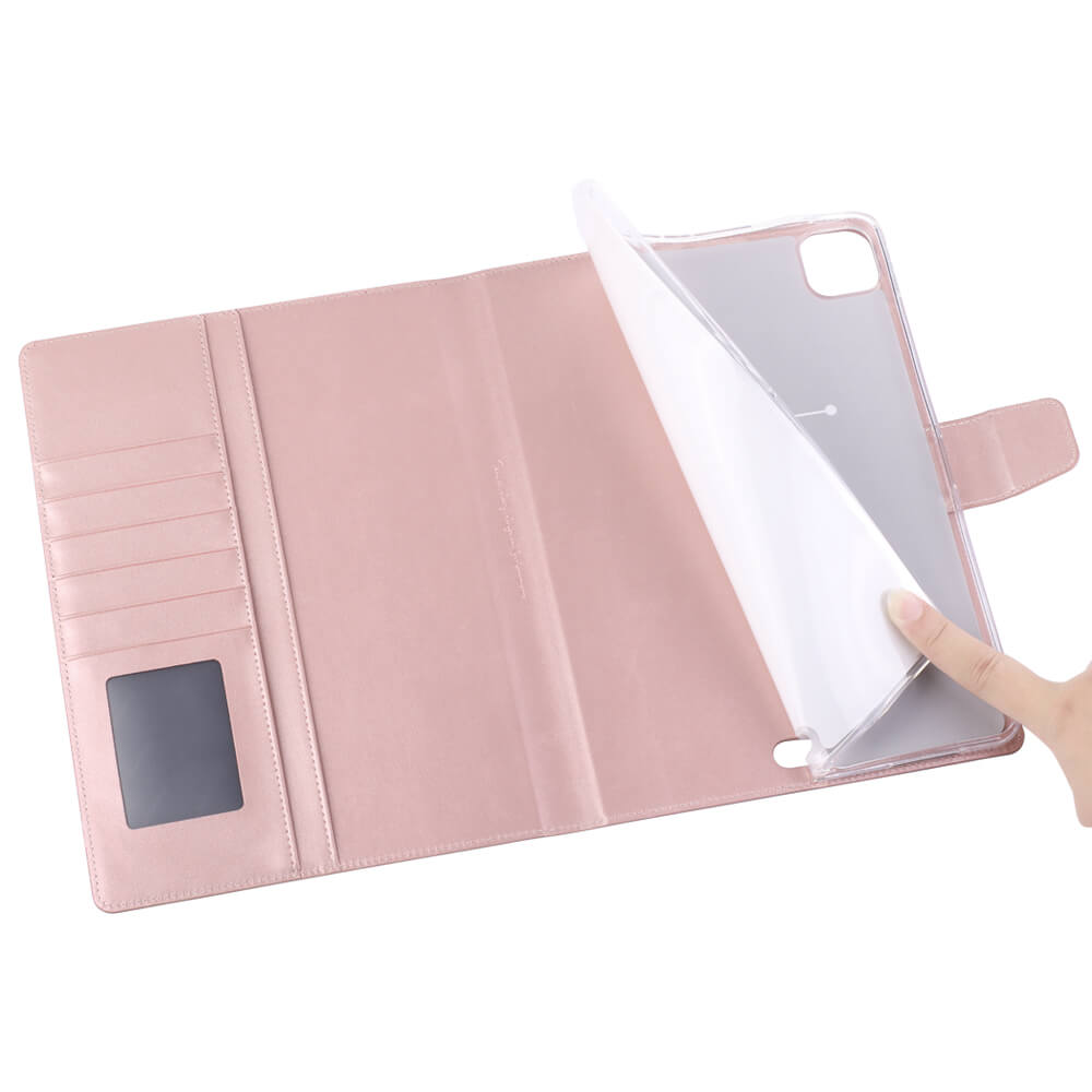 Samsung Galaxy Tab S10 Hanman Leather Wallet Flip Case Cover Rose Gold