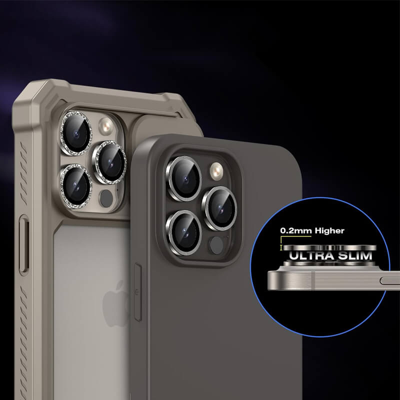 iPhone 15 Pro 9H Multicolor Tempered Glass Individual Camera Lens Cover Protector Natural Titanium