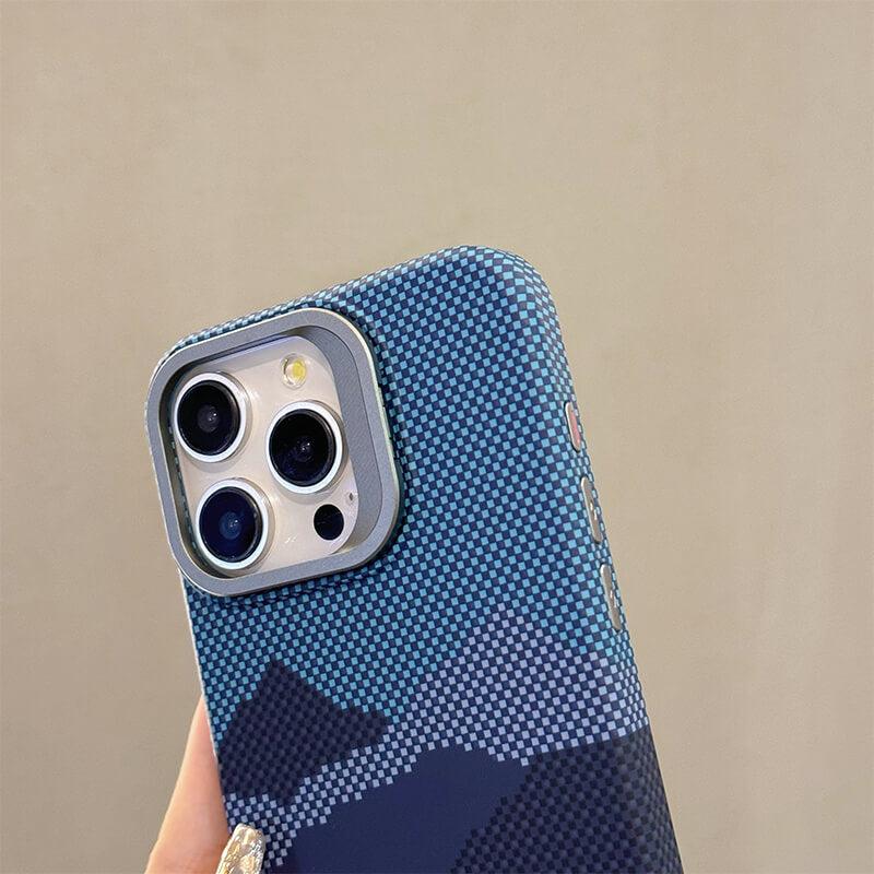 iPhone 13 Mountain River Series MagSafe Phone Case With Lens Stand Orange