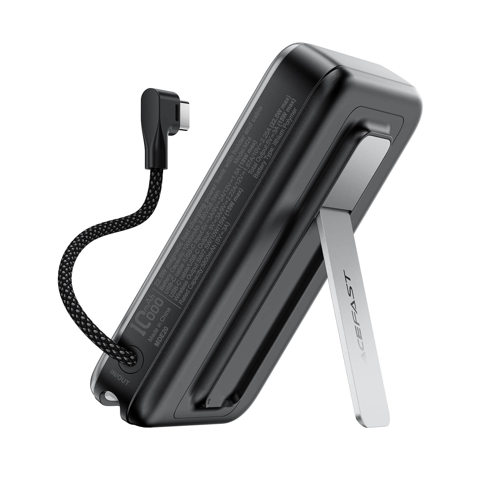 Acefast 10000mAh MagSafe Wireless Power Bank Built in Type-C Cable and Stand M24