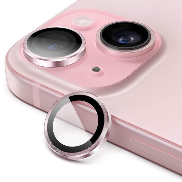 iPhone 15 9H Multicolor Tempered Glass Individual Camera Lens Cover Protector Pink