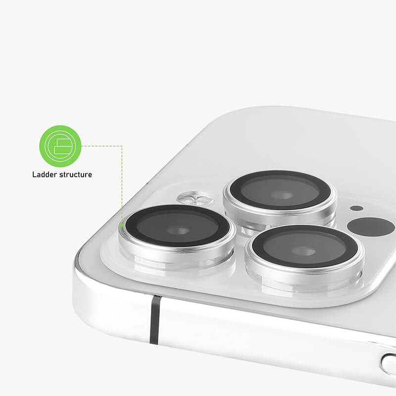 iPhone 15 Pro Tempered Glass Individual Camera Lens Protector Silver