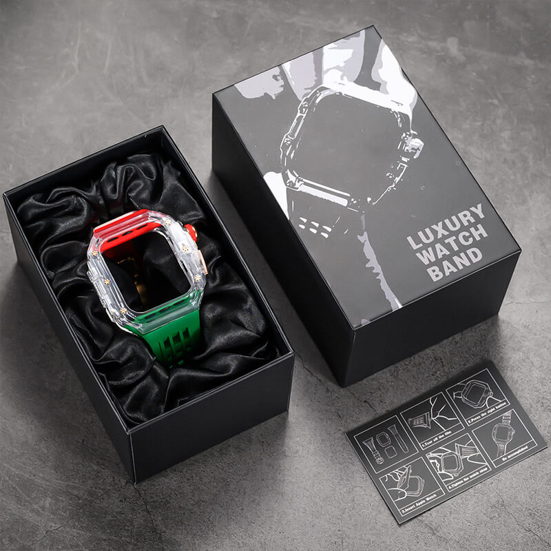 Apple Watch One Click Installation Durable Protective Case & Band 44/45mm Red Green