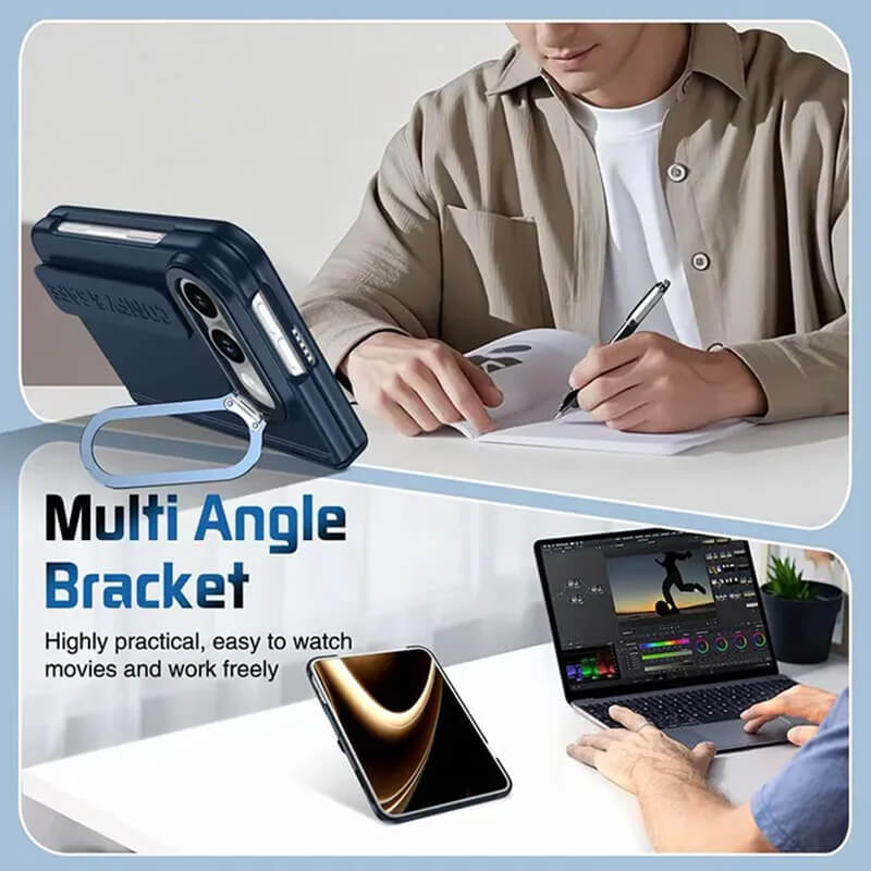 Gripsafe Lens stand Case with Outer Screen Protector Compatible with iPhone Duo