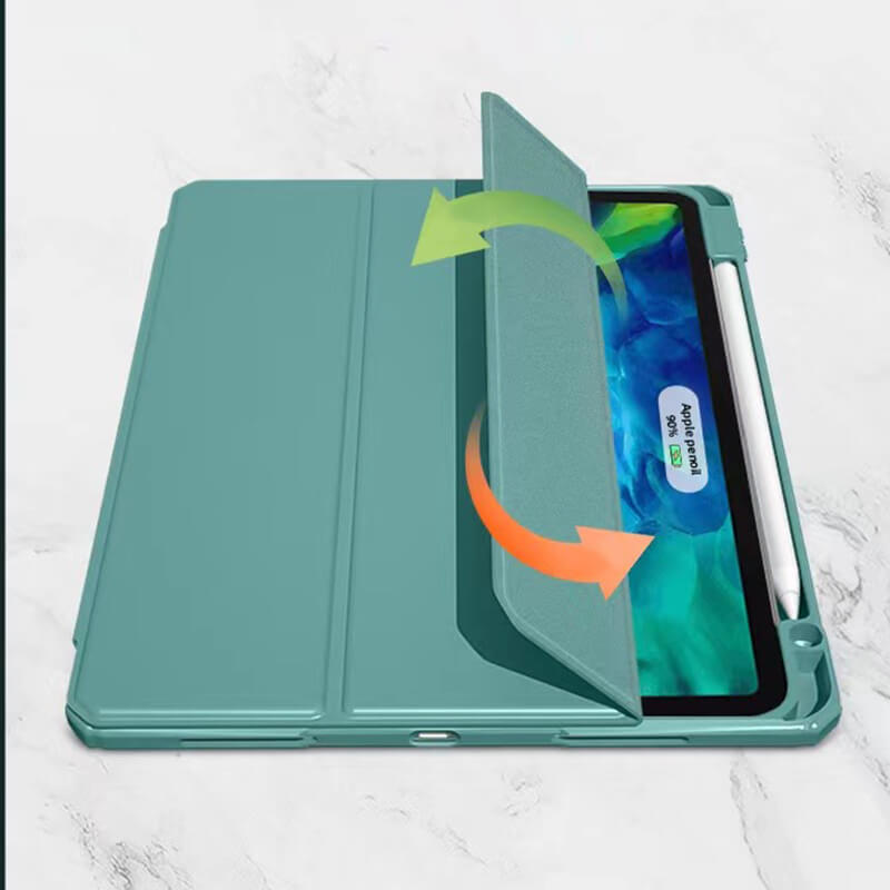 Samsung Galaxy Tab S7 Elysian Series Luxury PU Leather Tablet Case Stand with Pen Slot Green