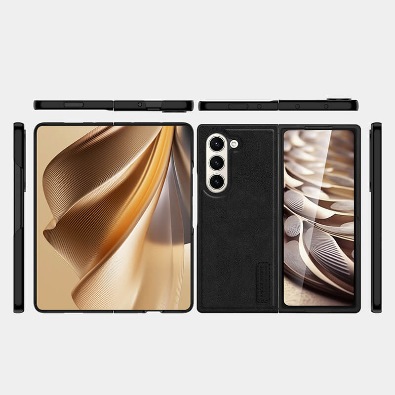 Samsung Galaxy Z Fold 6 Lucas Series Premium Leather Phone Case Black