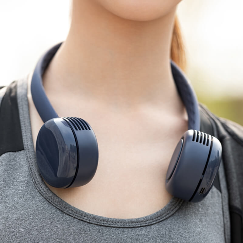 Mobie Portable Bladeless Stylish Neck Fan with Silicone Tube Blue