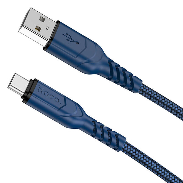 hoco. Nylon Braided Charging Cable USB-A to Type C 2m 3A X59 Blue