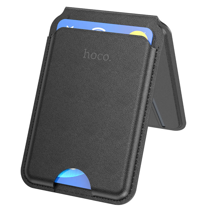 hoco. Leather Wallet Magsafe Card Bag Phone Stand Black