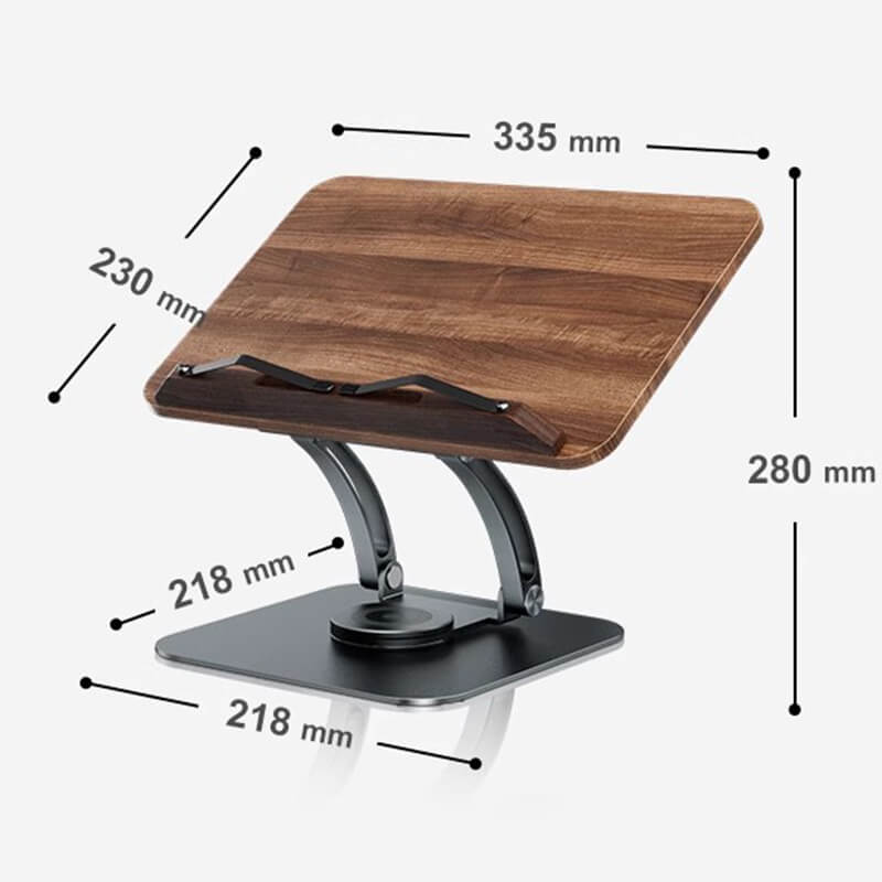 SAIJI 360° Rotating Pure Wood Ergonomic Laptop & Reading Stand R03 Natural Wood