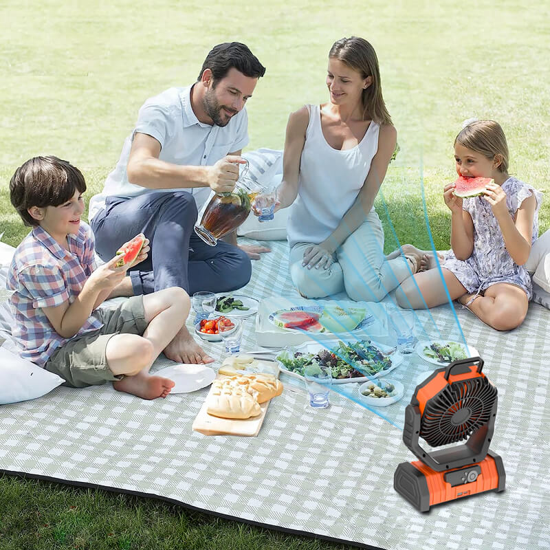 Mobie 3-in-1 Multi-Function Camping Fan with LED Lighting & 10000mAh Power Bank Orange