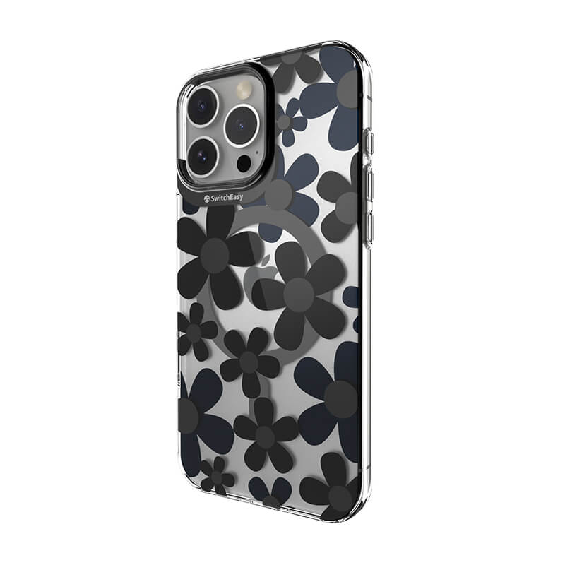 iPhone 16 Pro Max Fleur 3D Patterned Series Shockproof MagSafe Phone Case Black