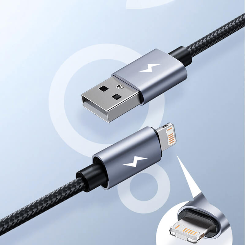 Rock 2-in-1 Charging Data Cable USB to Lightning + Type-C 2.4A 1.2m Black
