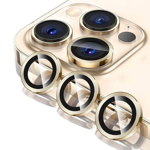 iPhone 14 Pro 9H Multicolor Tempered Glass Individual Camera Lens Cover Protector Gold