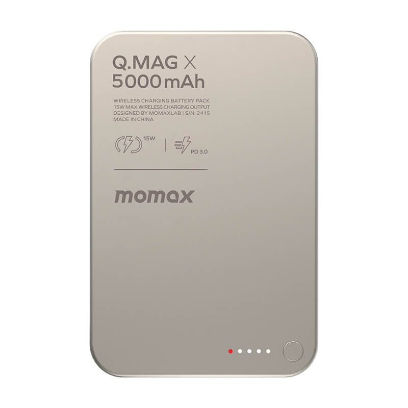 Pre Order |  Momax Magsafe Wireless Power Bank PD 20W 5000mAh IP116A Natural Titanium