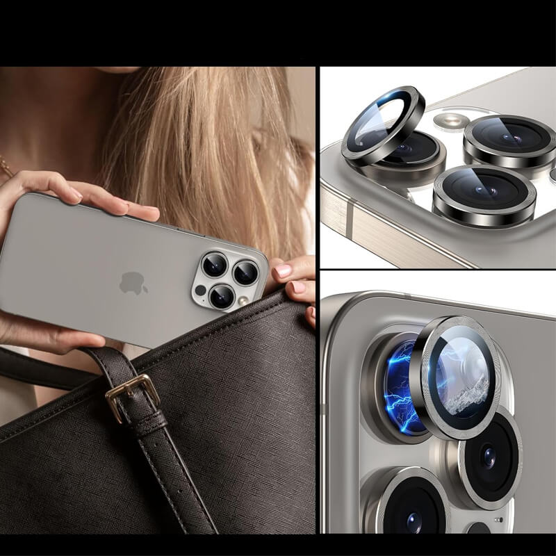 iPhone 16 Pro 9H Multicolor Tempered Glass Individual Camera Lens Cover Protector Desert Titanium