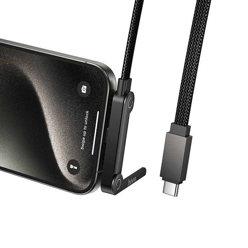 Hoco 60W Fast Charging Type-C To Type-C Braided Cable with Stand 1.2m U150