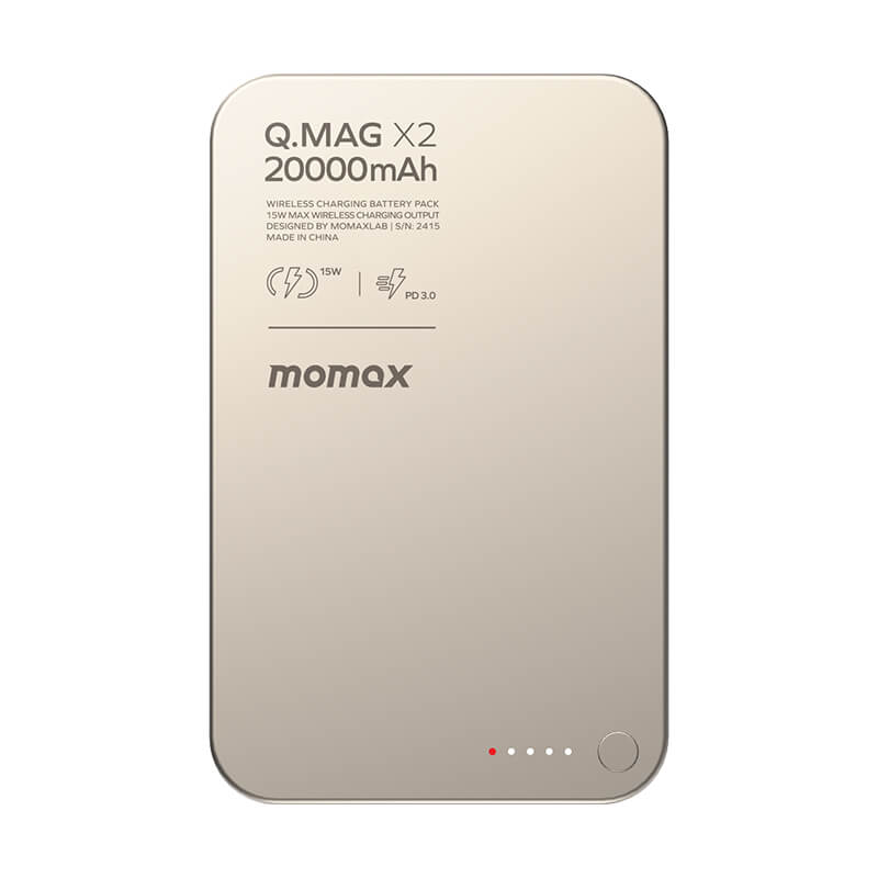 Pre Order |  Momax Ultra-Compact Magsafe Wireless Power Bank 35W 20000mAh Natural Titanium