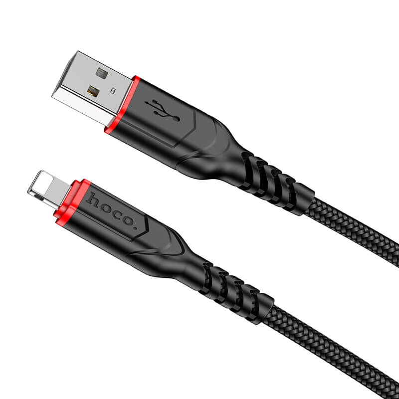 hoco. Nylon Braided Charging Cable USB to Lightning 2m 2.4A X59 Black