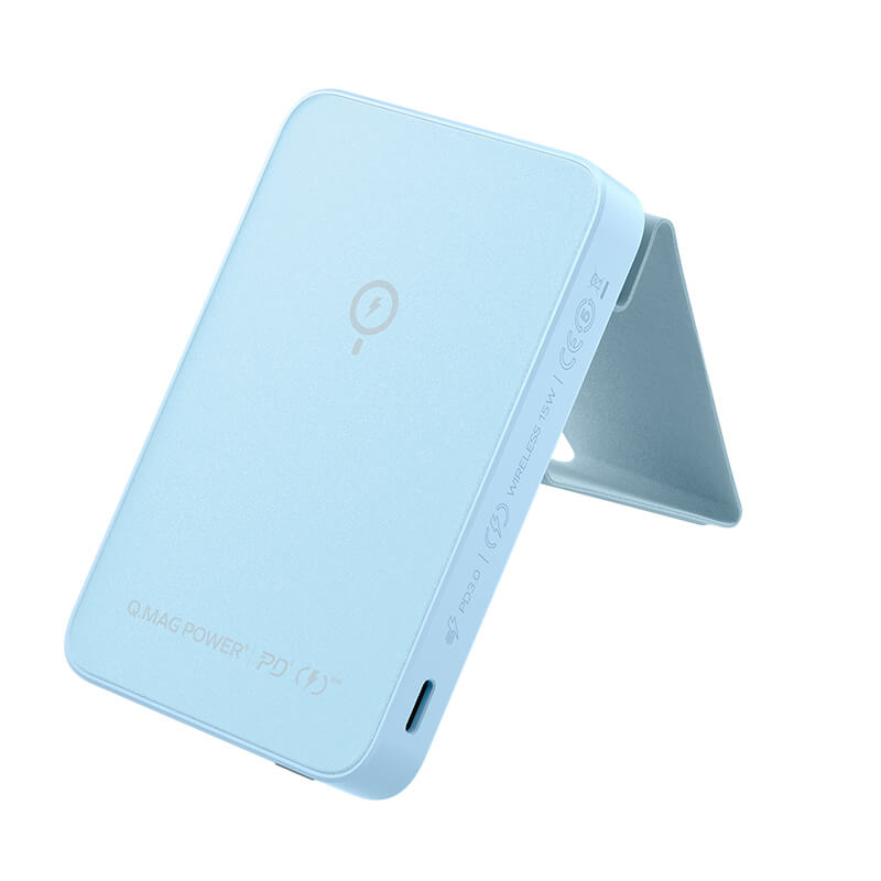 Momax Strong Magsafe Wireless Power Bank with Stand 5000mAh 20W Blue