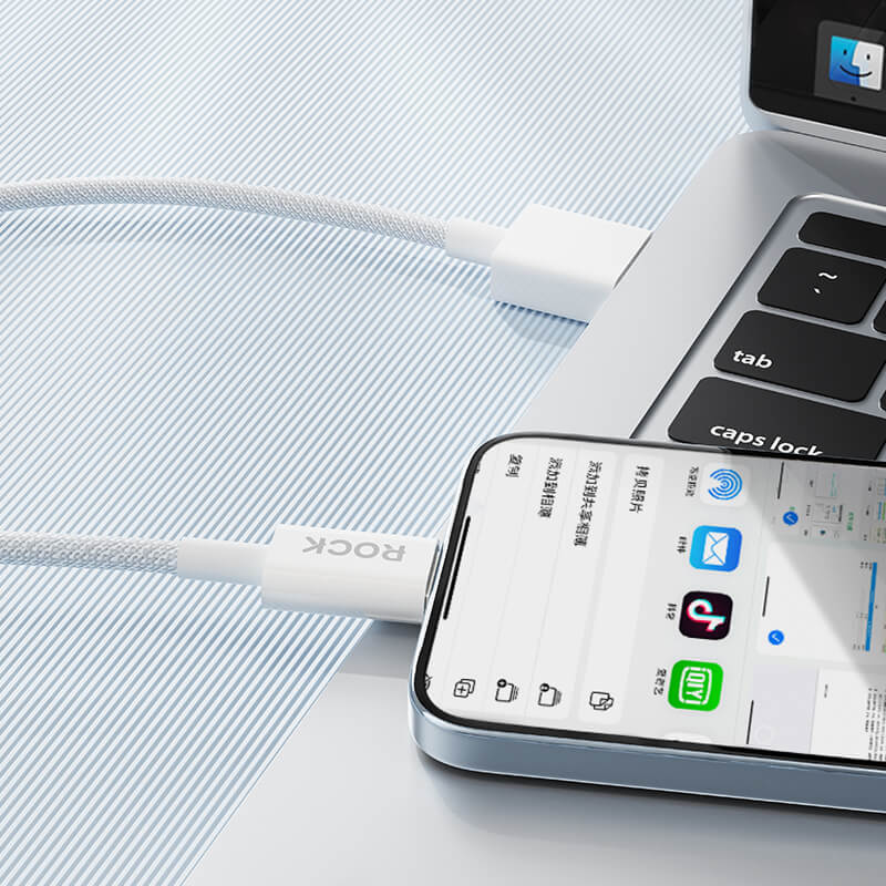 Rock USB to Type-C Braided Charging Cable 100cm 6A White