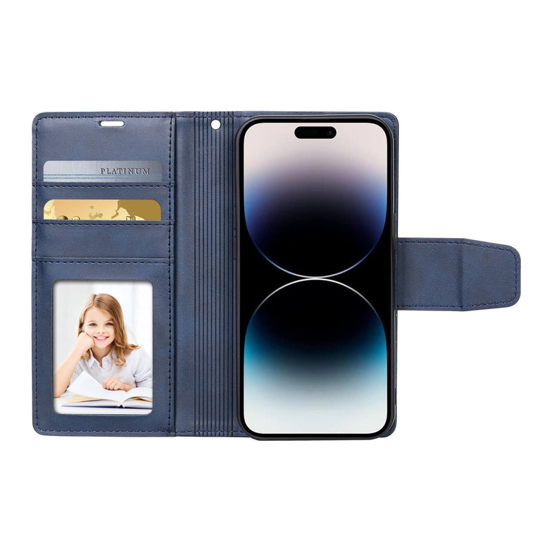 Suitable for iPhone Models Leather 2-in-1 Wallet Flip Case With Magnet Back