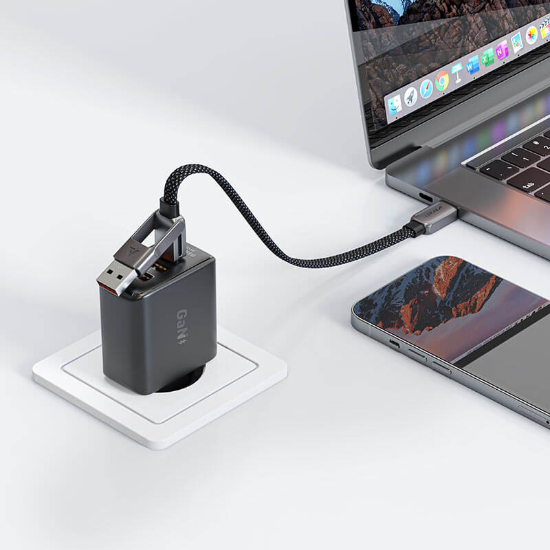 Acefast 2-in-1 USB-A & Type-C to Type-C Braid Fast Charging Cable 60W 0.2m Black