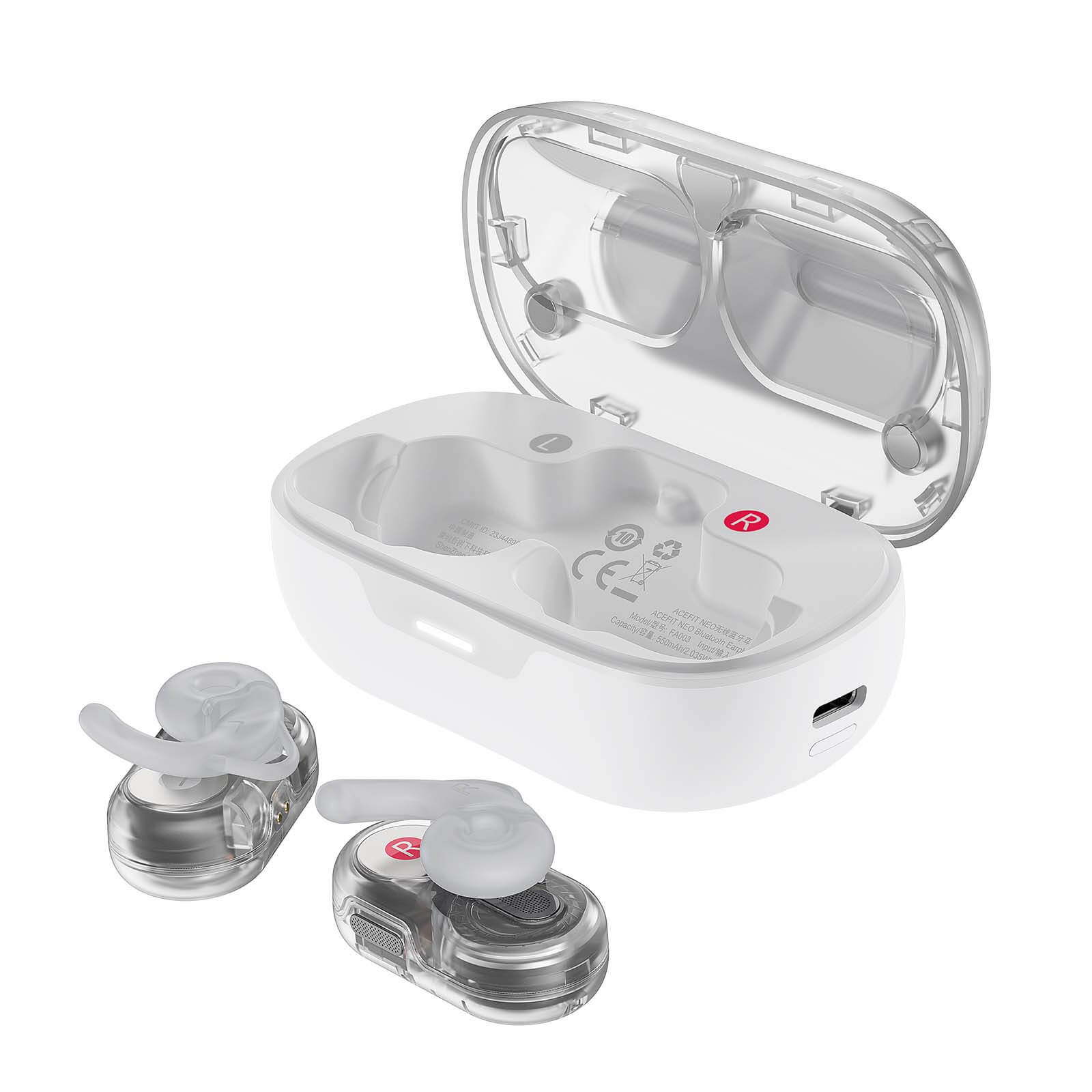 Acefast Comfort Breathable Earbuds ENC Noise Canceling Wireless Earphones White