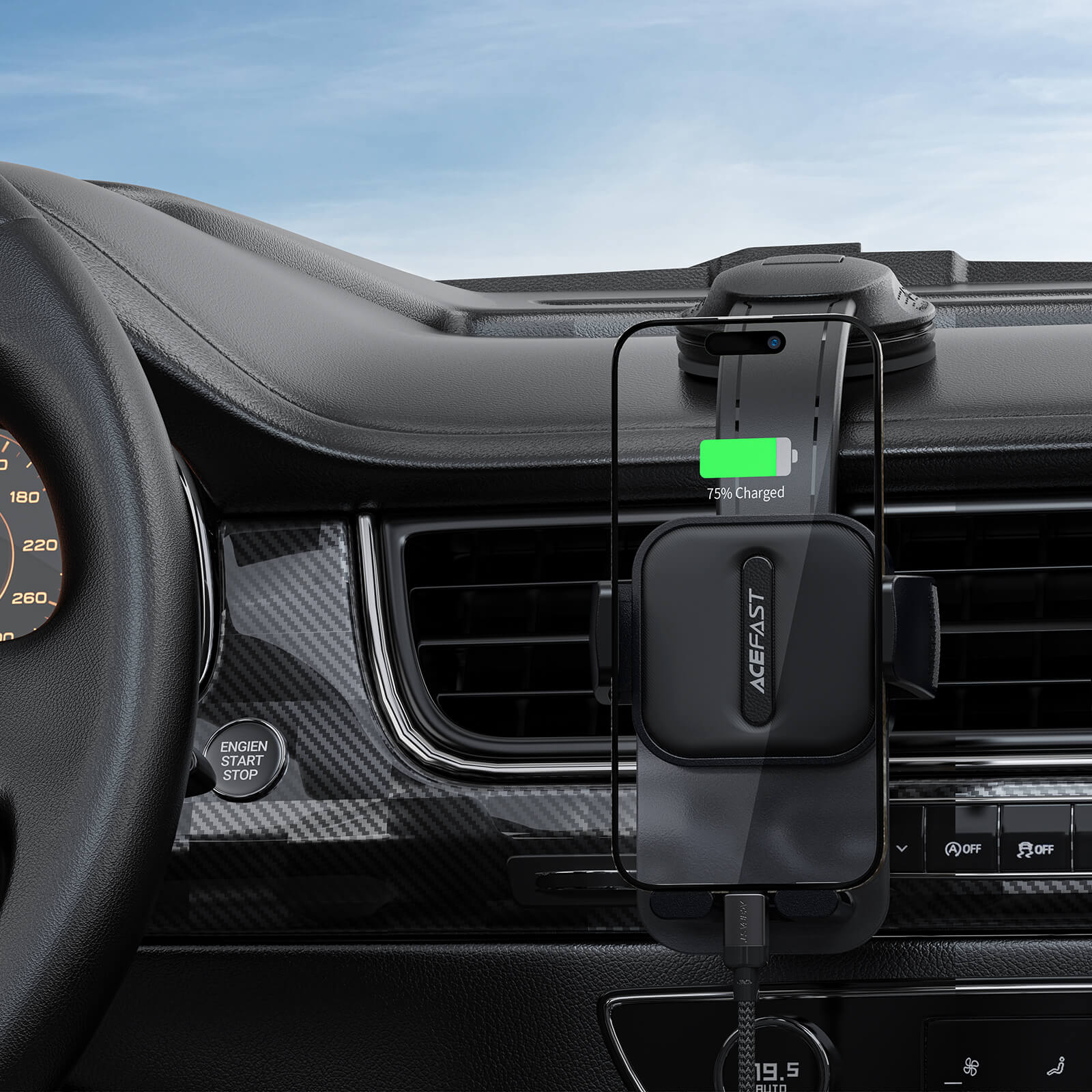 Acefast Three-Axis Linkage Car Mount Phone Holder D26 Black