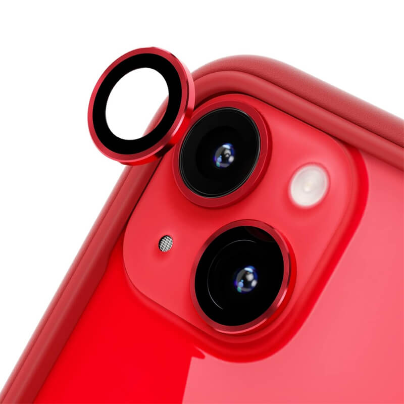 iPhone 14 Plus 9H Multicolor Tempered Glass Individual Camera Lens Cover Protector Red