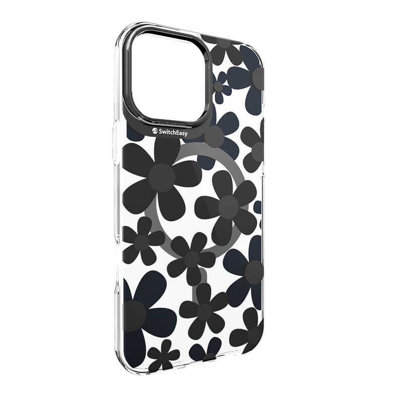 iPhone 16 Pro Max Fleur 3D Patterned Series Shockproof MagSafe Phone Case Black